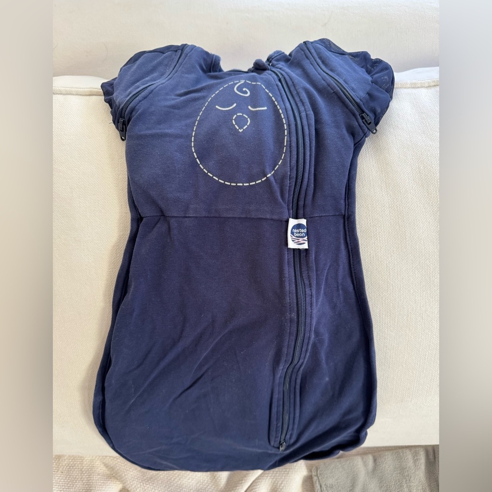Nested Bean Navy Blue Baby Swaddle with Zipper